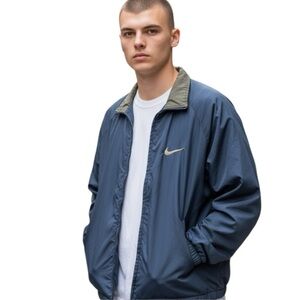 Nike Navy Blue & Grey Reversible Winter Jacket Size XXL Grey Puffer to Navy Blue